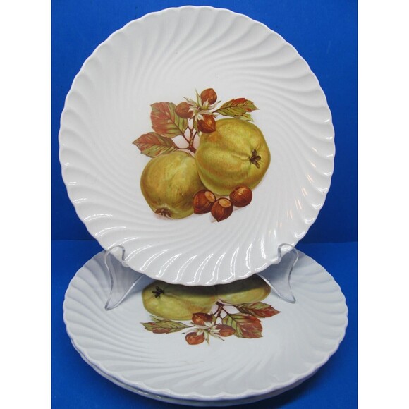 Burleigh Ironstone Set Of 3 Fruit Design 8" Swirl Plates Staffordshire England - Picture 3 of 8